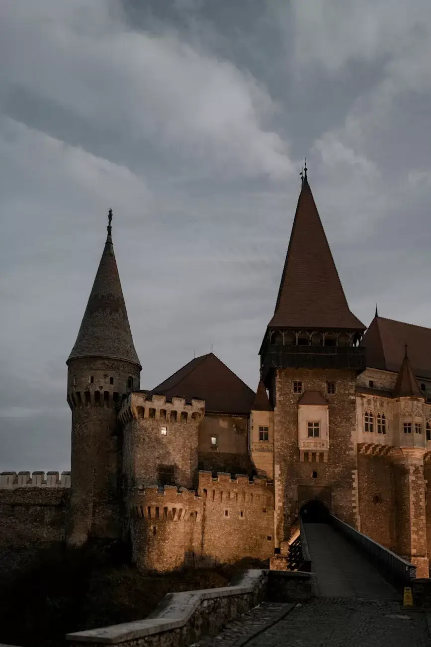 medieval stone castle under gloomy sky