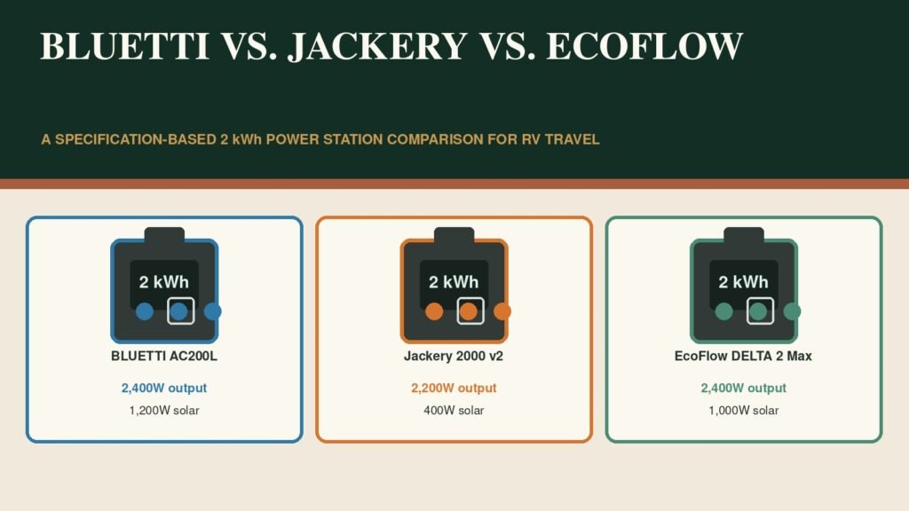 BLUETTI AC200L vs. Jackery Explorer 2000 v2 vs. EcoFlow DELTA 2 Max for RV Travel